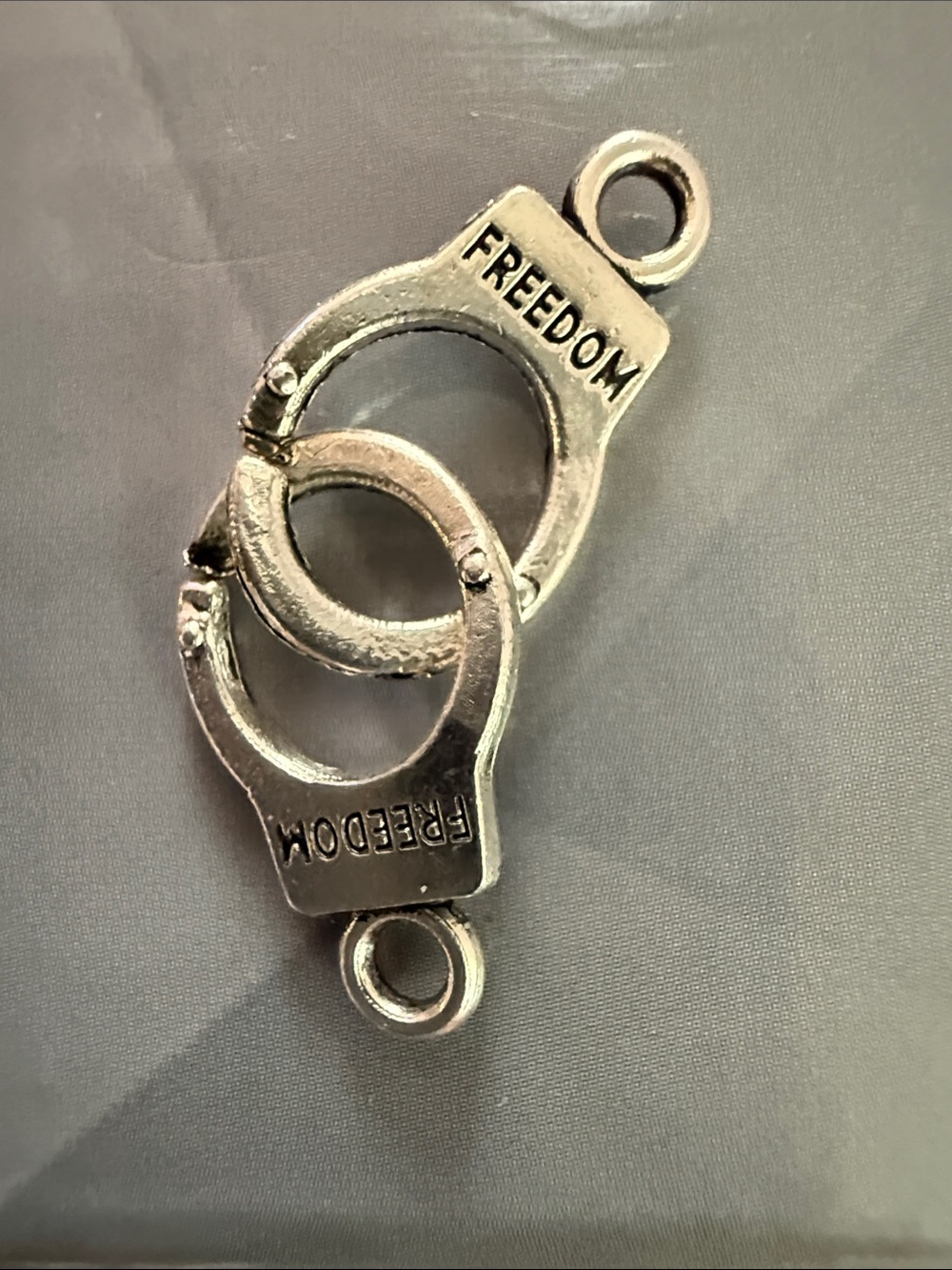 Freedom Handcuff Charm Pendant - Silver Tone 1”
